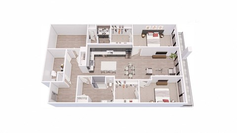 Floor plan for 2 beds, 2 baths, 1860 sqft